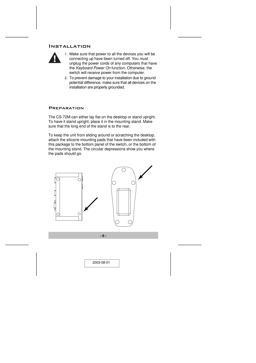 ATEN Technology CS-72M user manual Installation, Preparation 