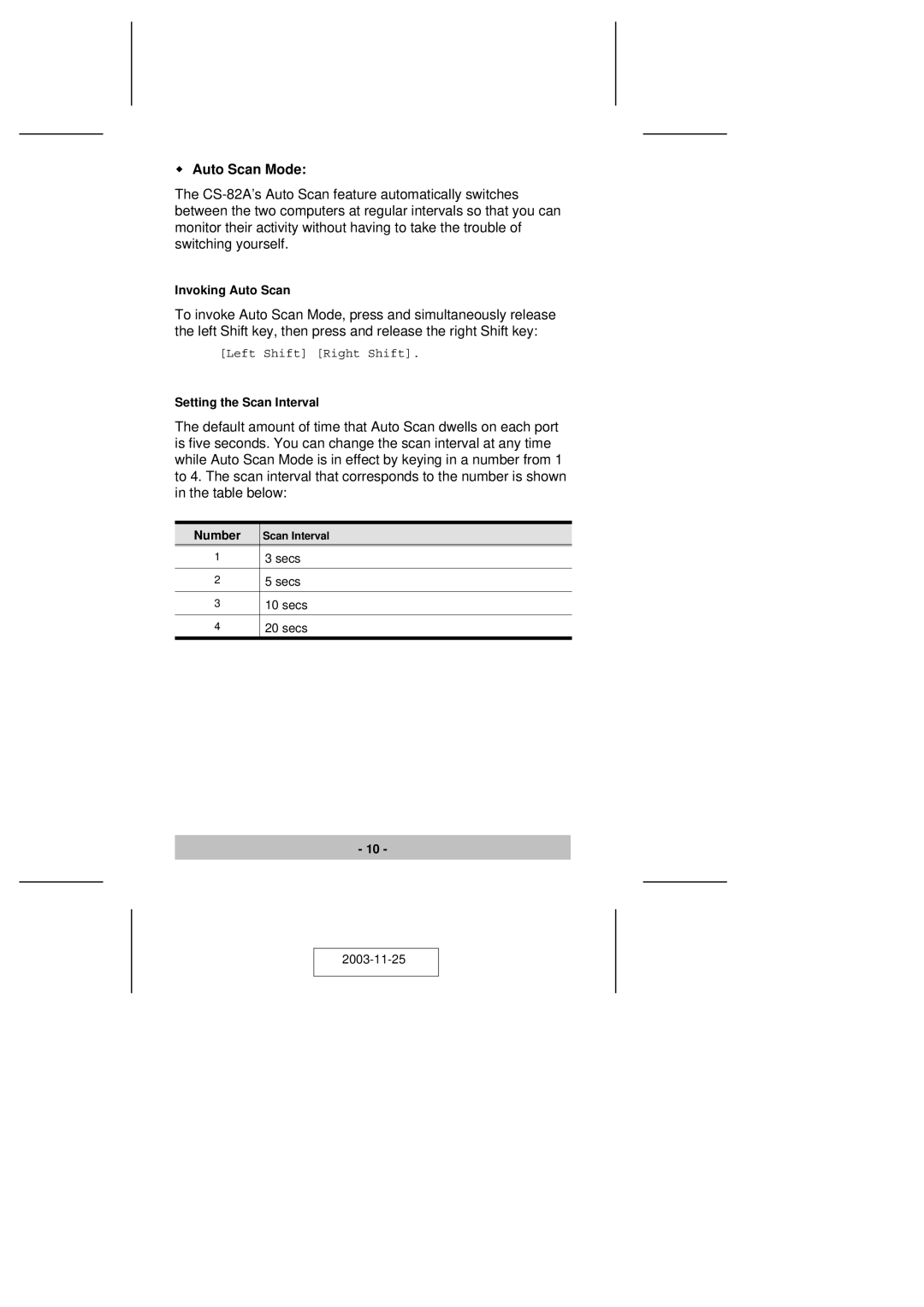 ATEN Technology CS-82A user manual Auto Scan Mode, Invoking Auto Scan 