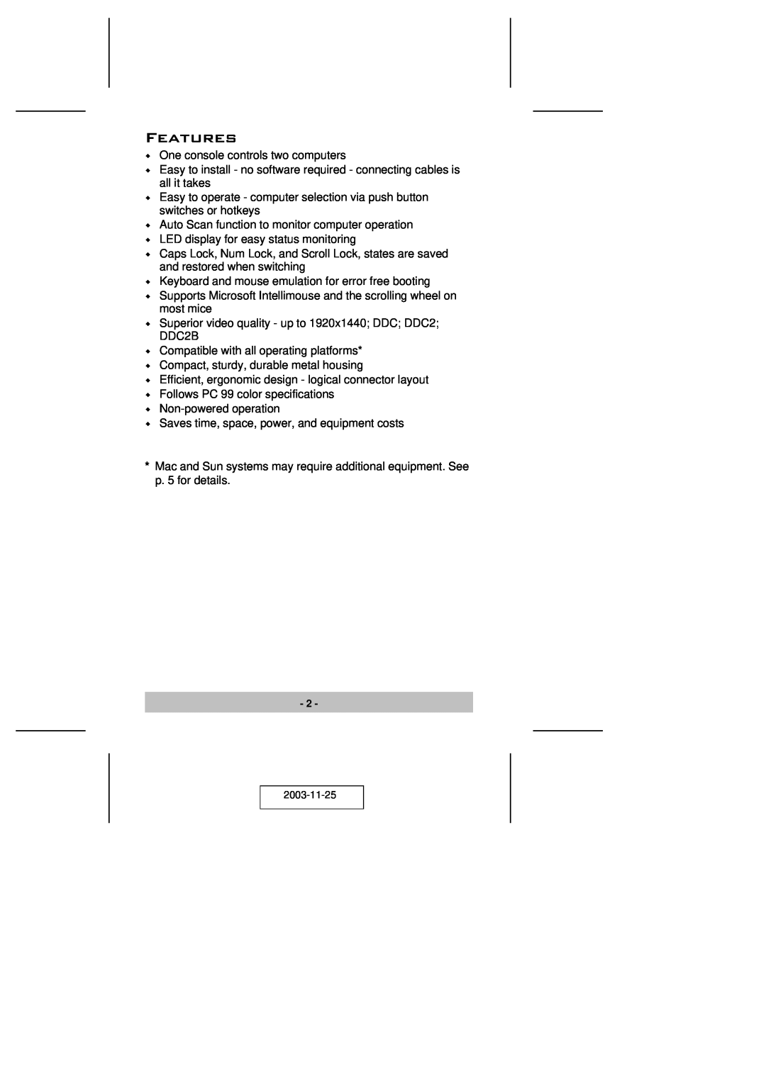 ATEN Technology CS-82A user manual Features 