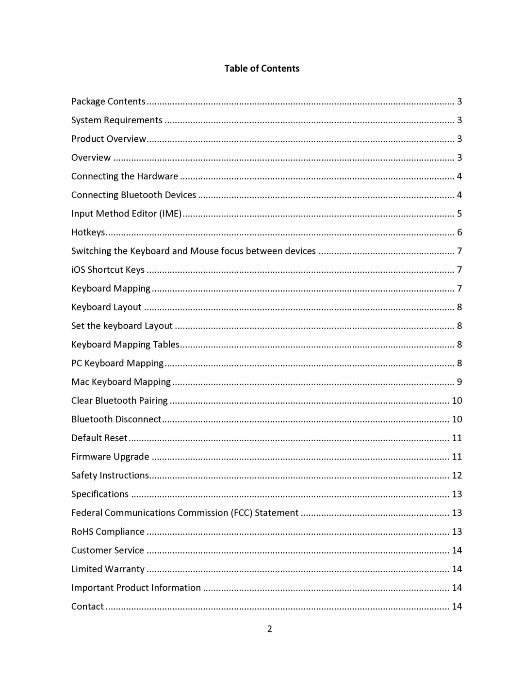 ATEN Technology GKMB01 manual Table of Contents 