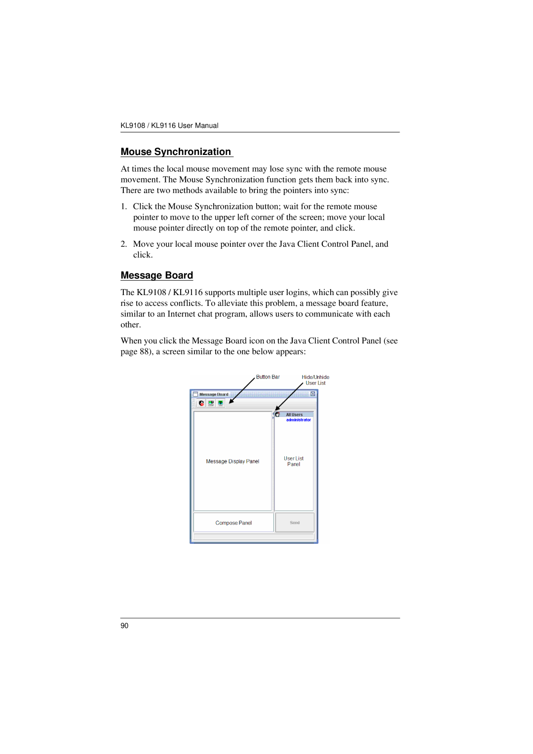 ATEN Technology KL9108, KL9116 user manual Mouse Synchronization 