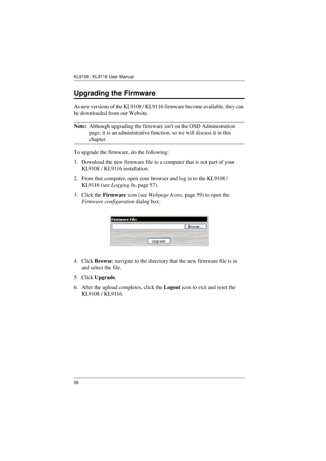 ATEN Technology KL9108, KL9116 user manual Upgrading the Firmware 