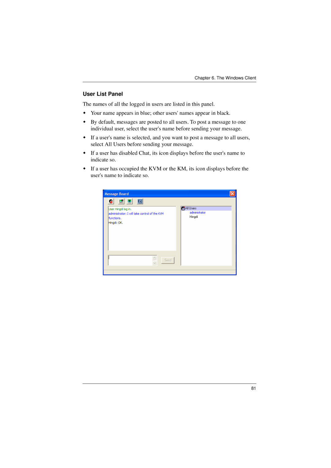 ATEN Technology KL9116, KL9108 user manual User List Panel 