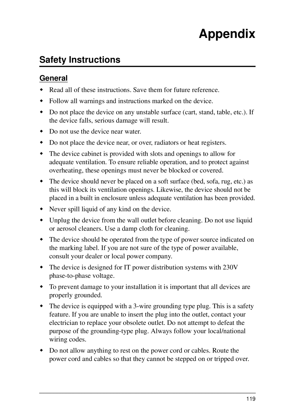 ATEN Technology KM0932, KM0532, KM0032 user manual Appendix, Safety Instructions, General 