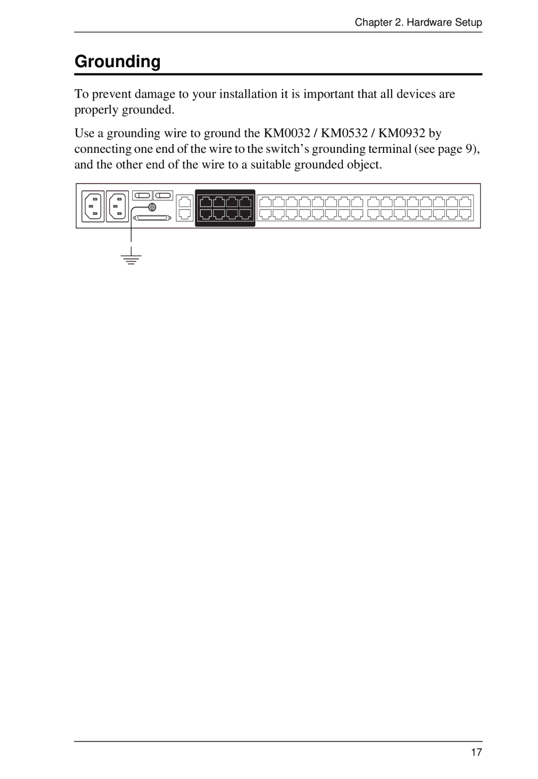 ATEN Technology KM0932, KM0532, KM0032 user manual Grounding 