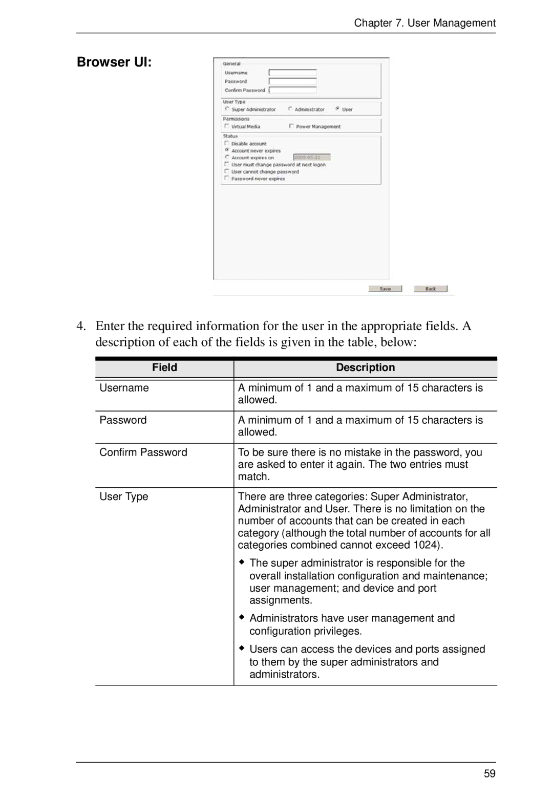 ATEN Technology KM0932, KM0532, KM0032 user manual Field Description 