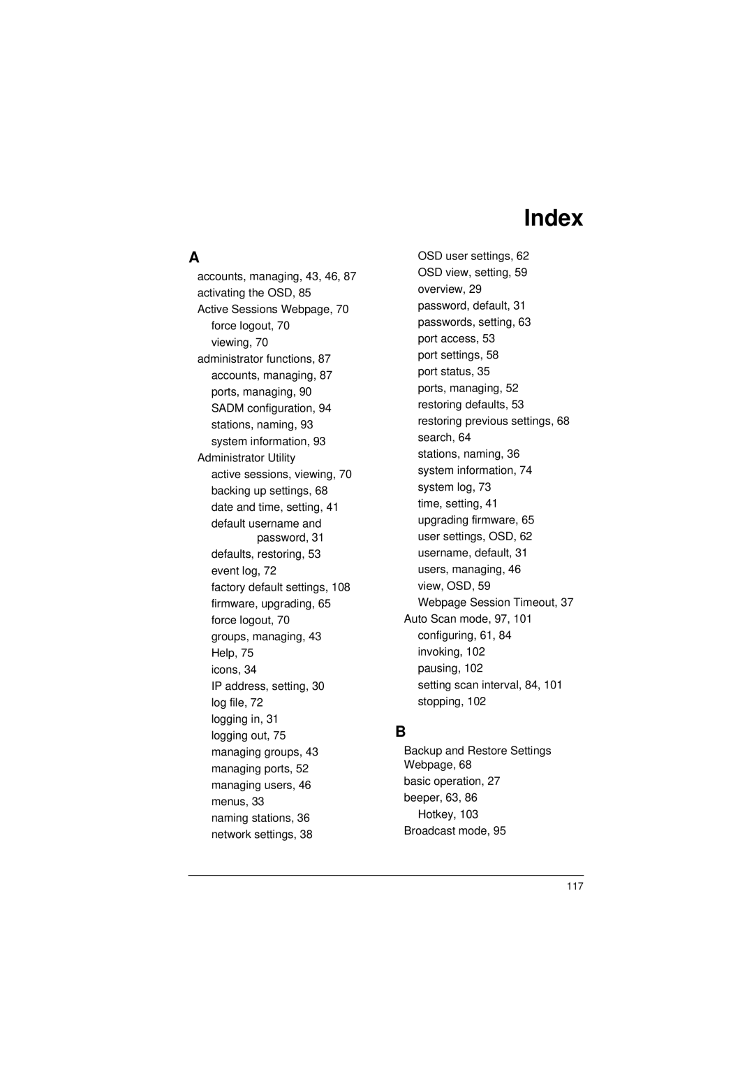 ATEN Technology KM0832 user manual Index 