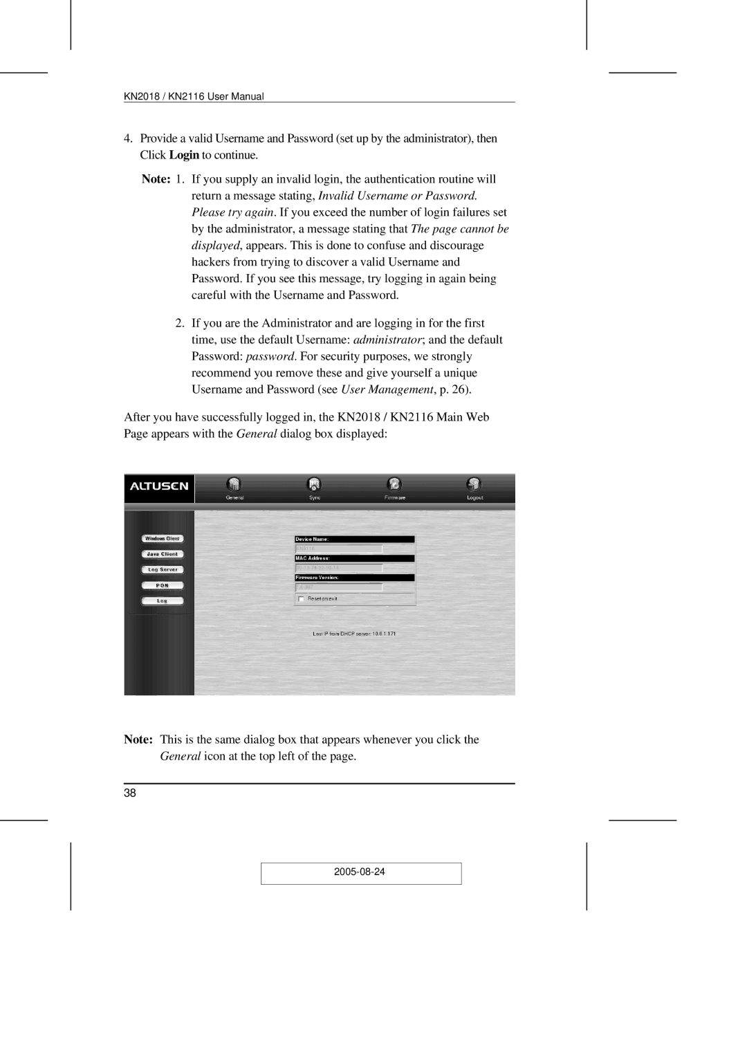 ATEN Technology KN2108 user manual 2005-08-24 