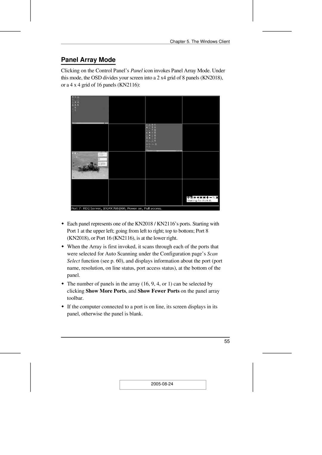 ATEN Technology KN2108 user manual Panel Array Mode 