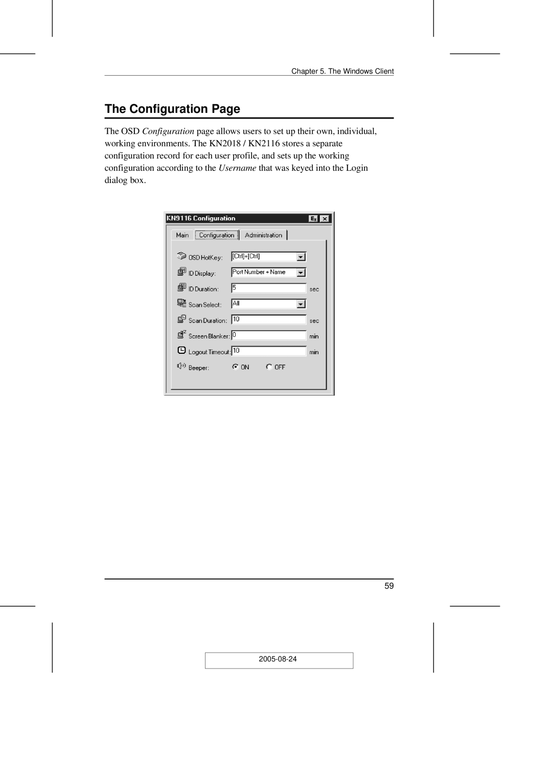 ATEN Technology KN2108 user manual Configuration 