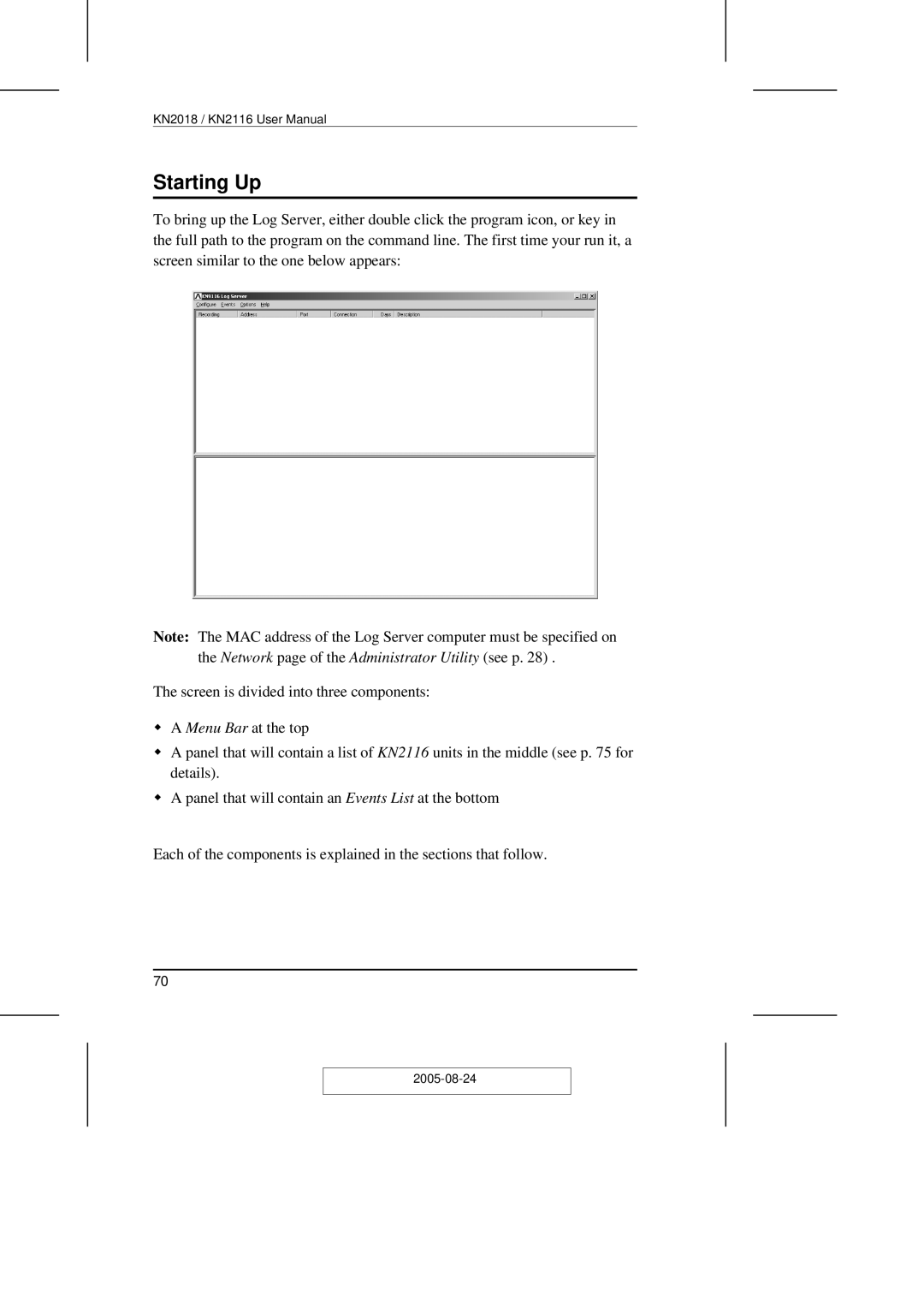 ATEN Technology KN2108 user manual Starting Up 