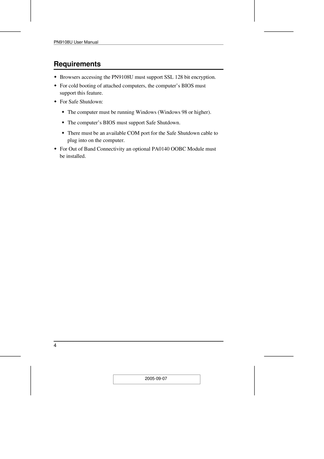 ATEN Technology PN9108U user manual Requirements 