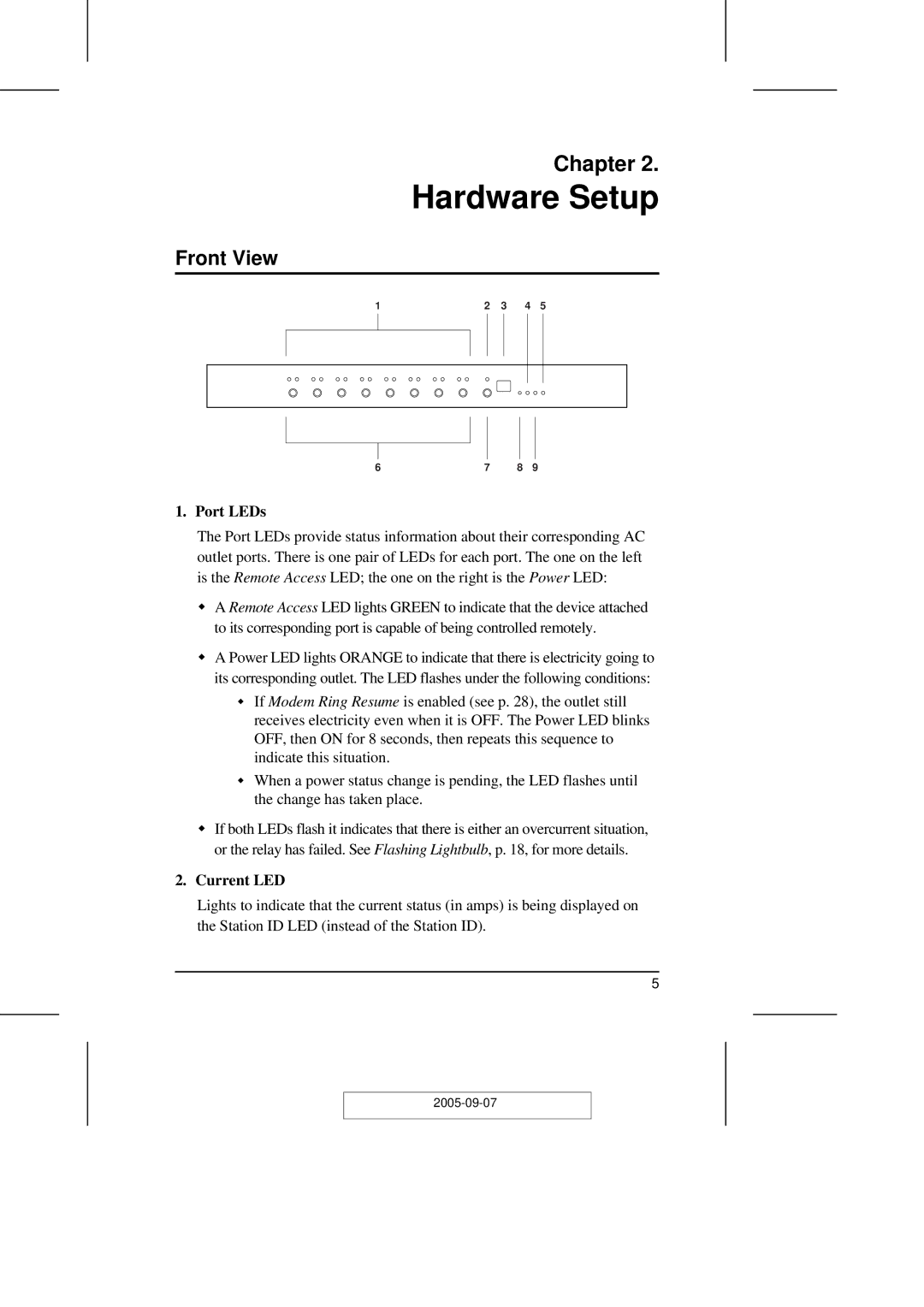 ATEN Technology PN9108U user manual Hardware Setup, Front View 