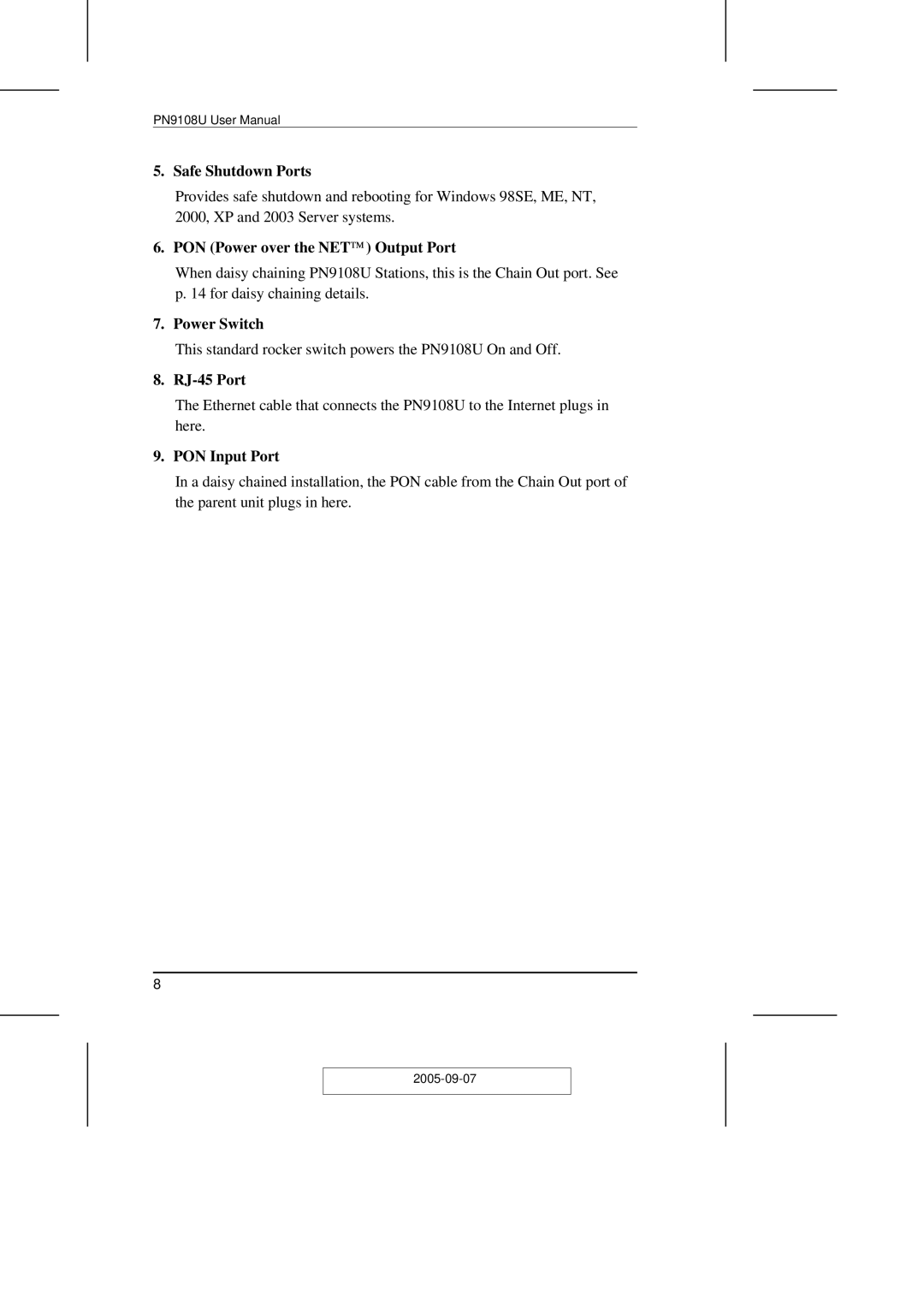 ATEN Technology PN9108U user manual Power Switch 