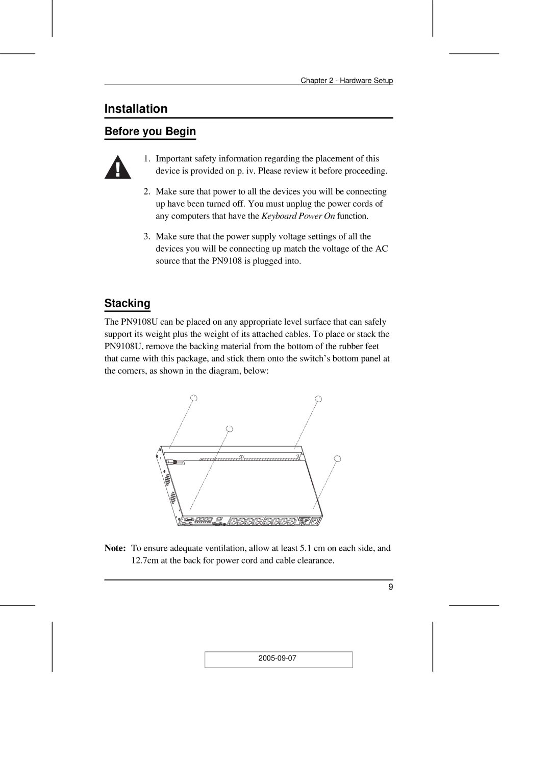 ATEN Technology PN9108U user manual Installation, Before you Begin, Stacking 