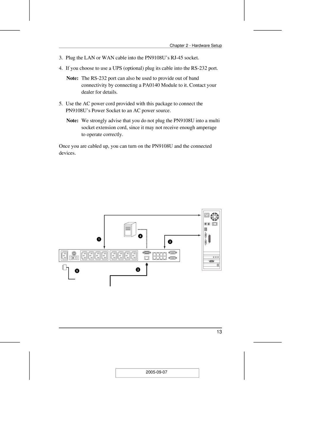 ATEN Technology PN9108U user manual Hardware Setup 