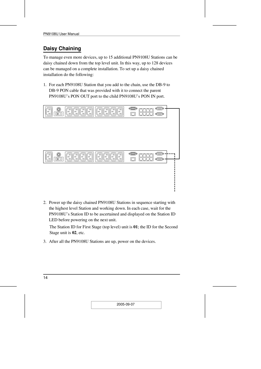 ATEN Technology PN9108U user manual Daisy Chaining 