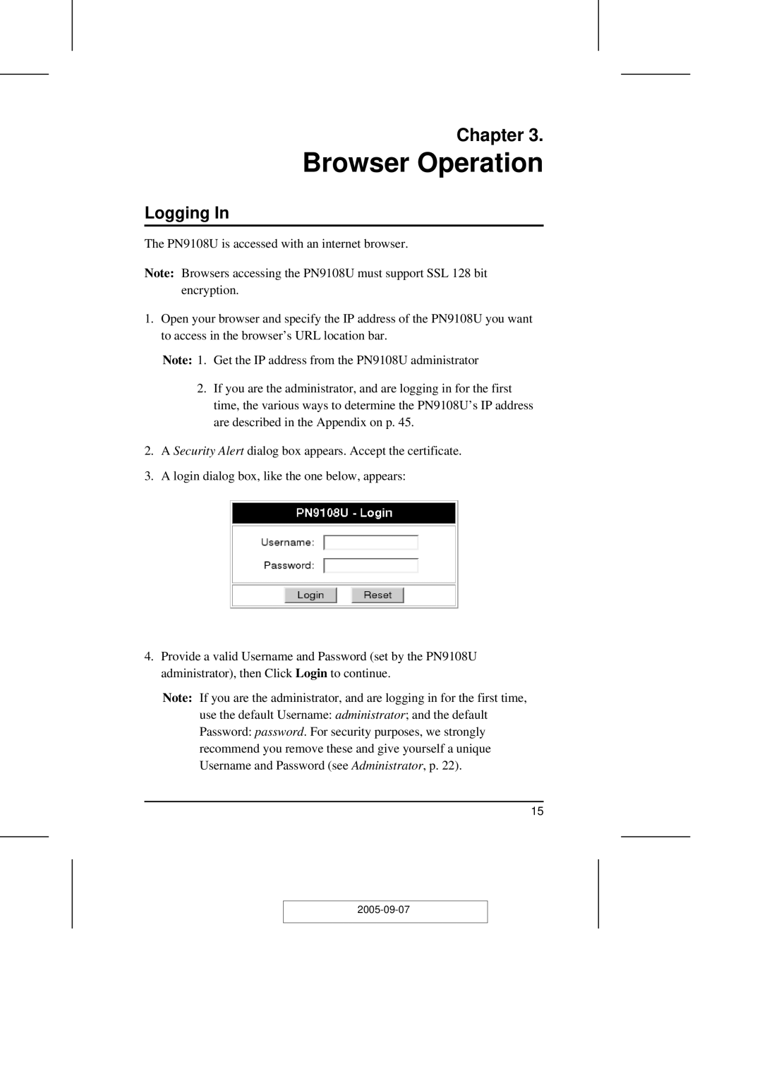 ATEN Technology PN9108U user manual Browser Operation, Logging 