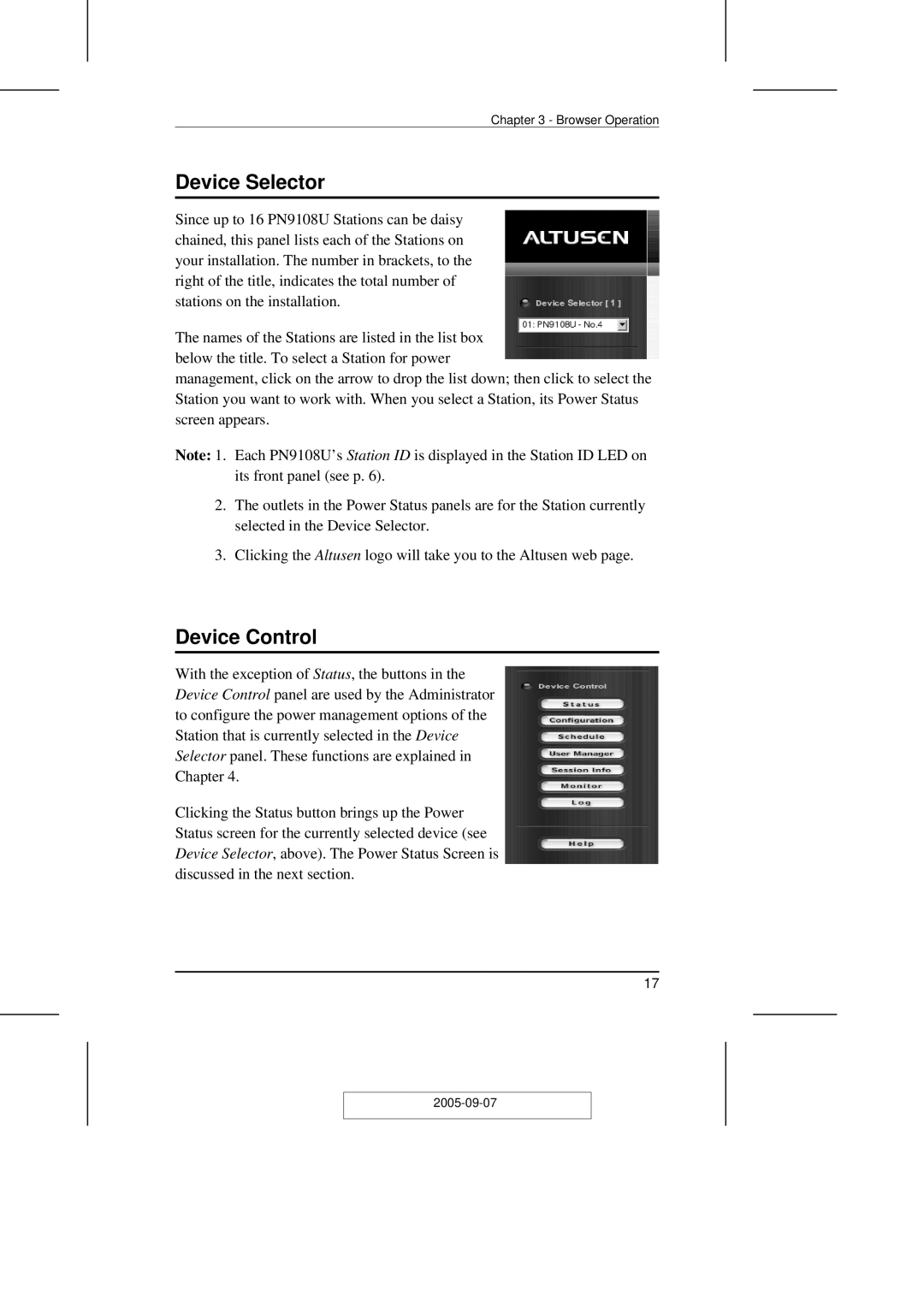 ATEN Technology PN9108U user manual Device Selector, Device Control 