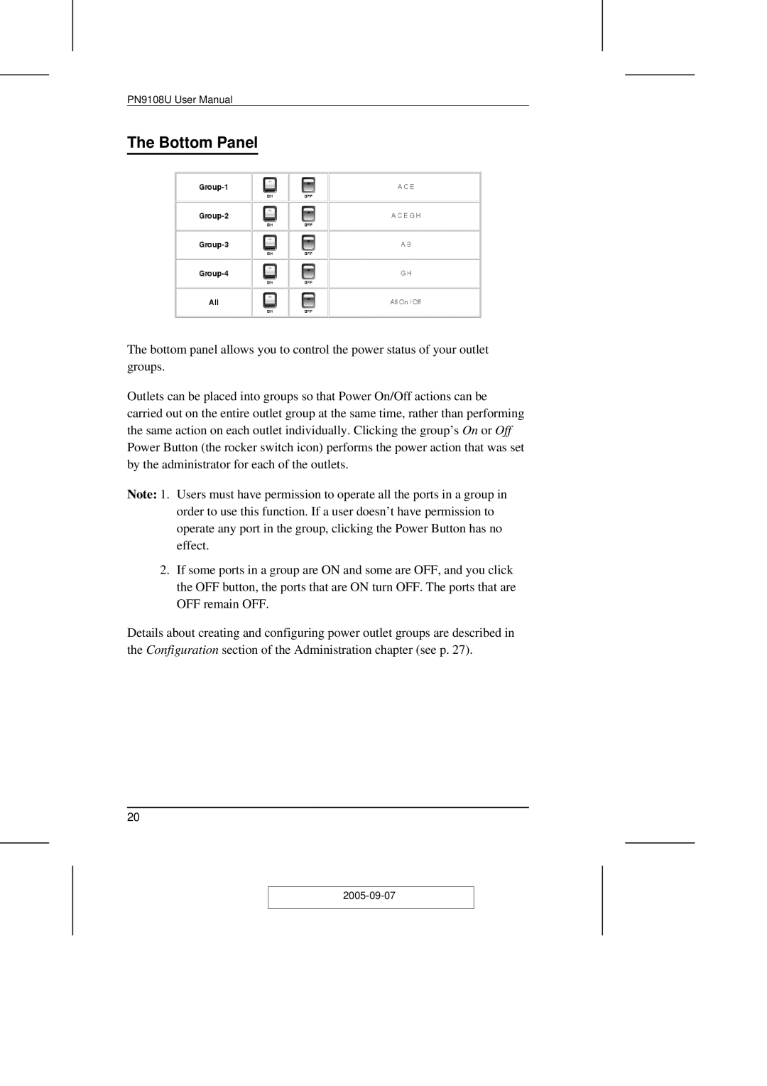 ATEN Technology PN9108U user manual Bottom Panel 