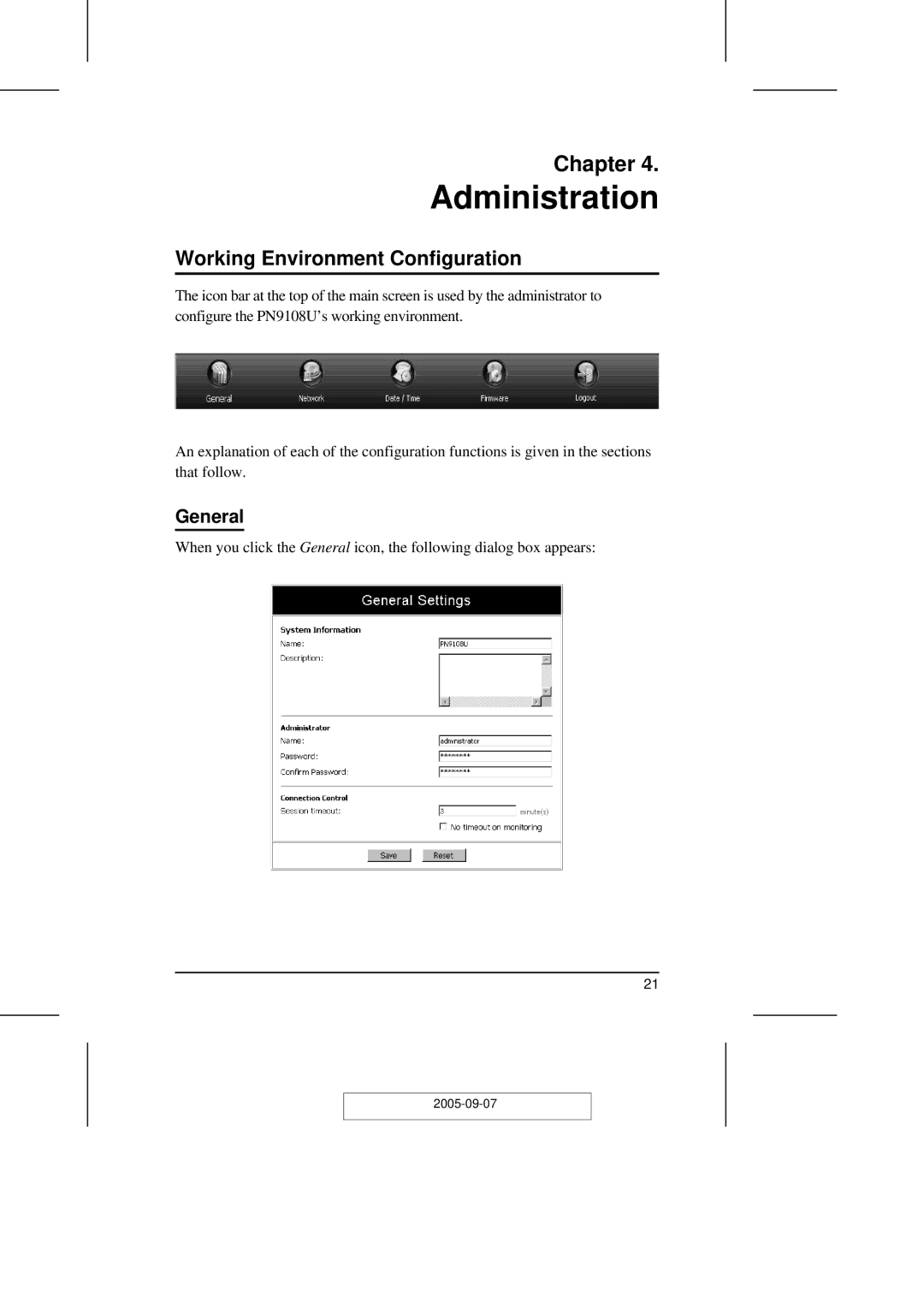 ATEN Technology PN9108U user manual Administration, Working Environment Configuration 