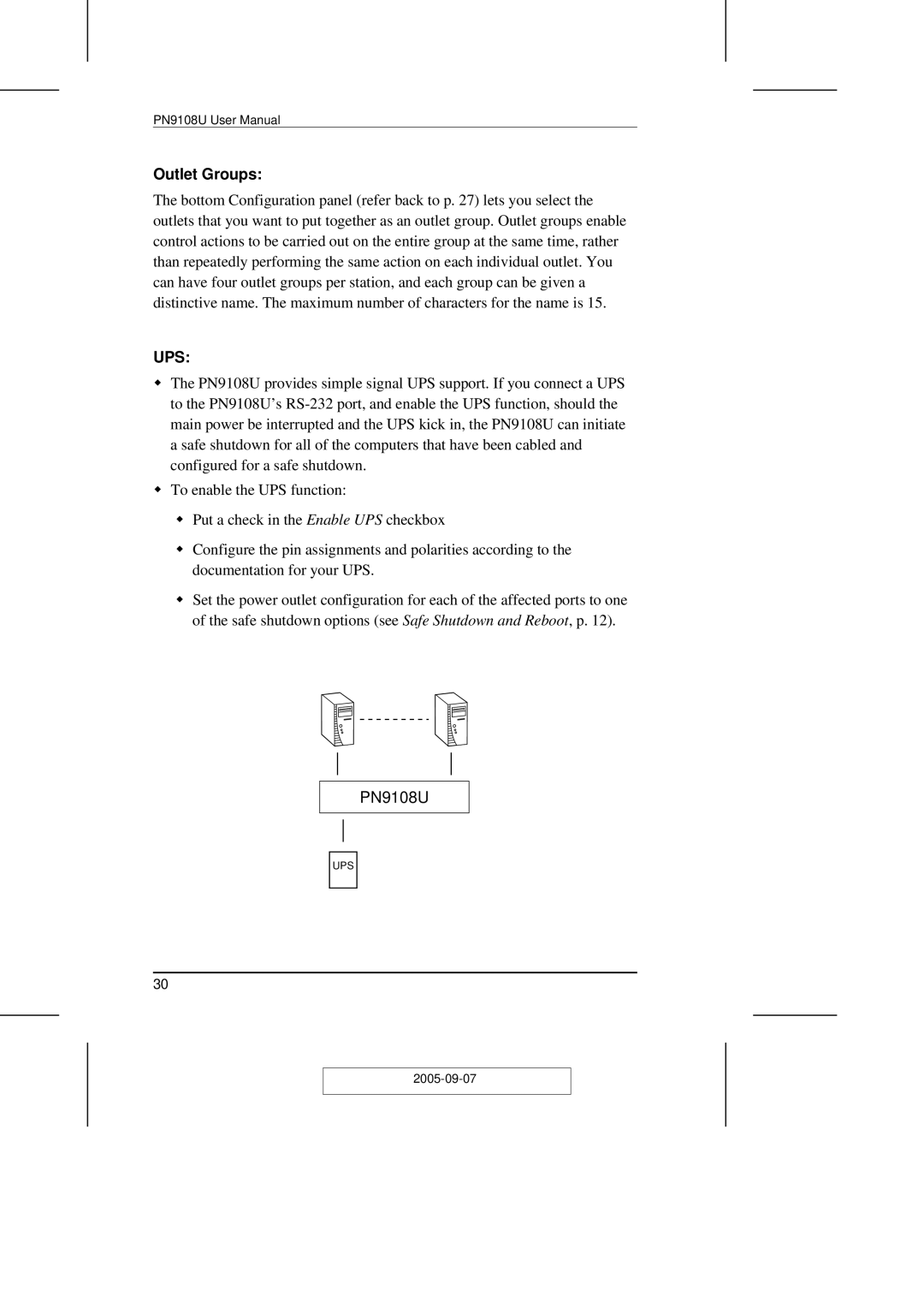 ATEN Technology PN9108U user manual Outlet Groups, Ups 