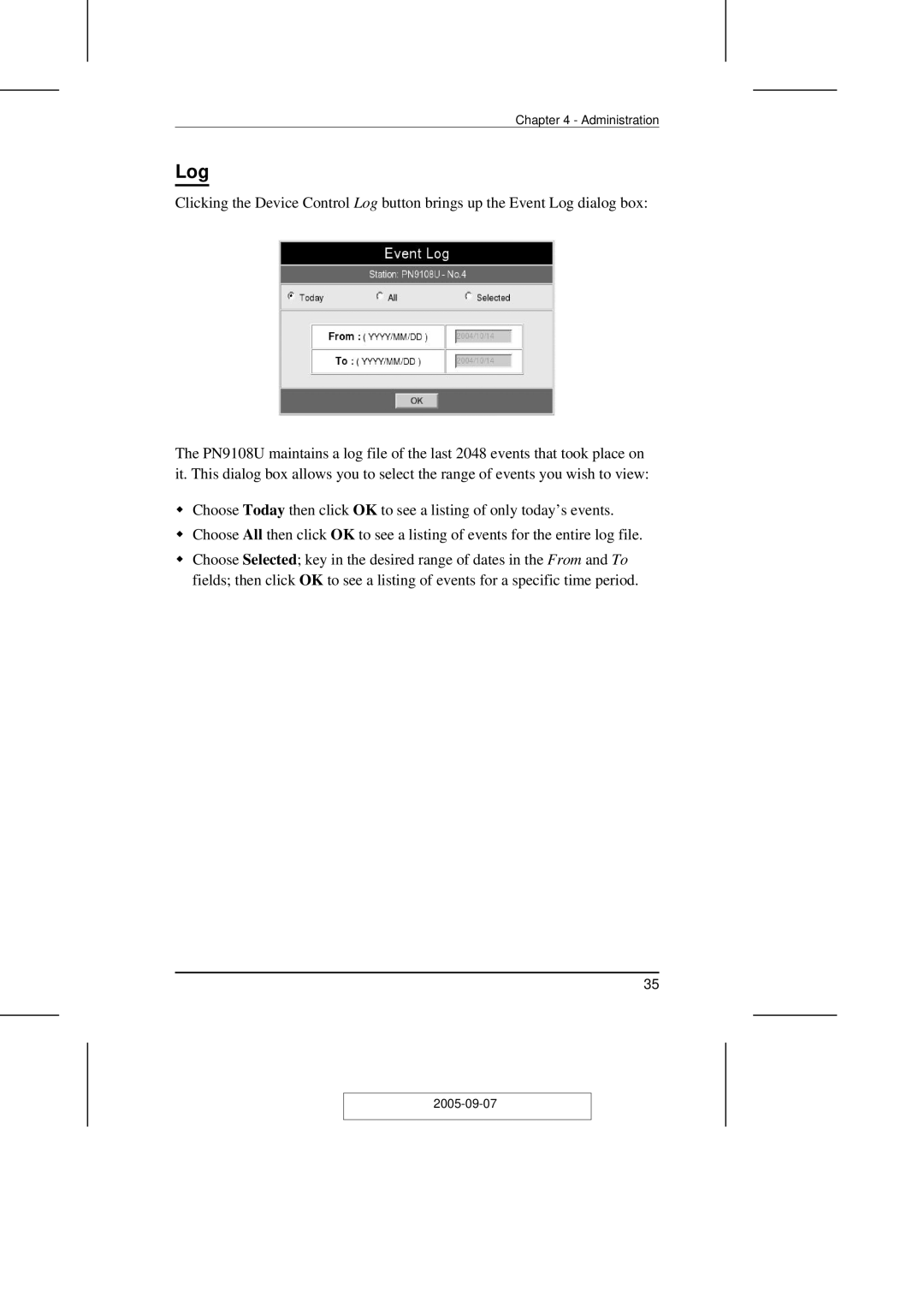 ATEN Technology PN9108U user manual Log 