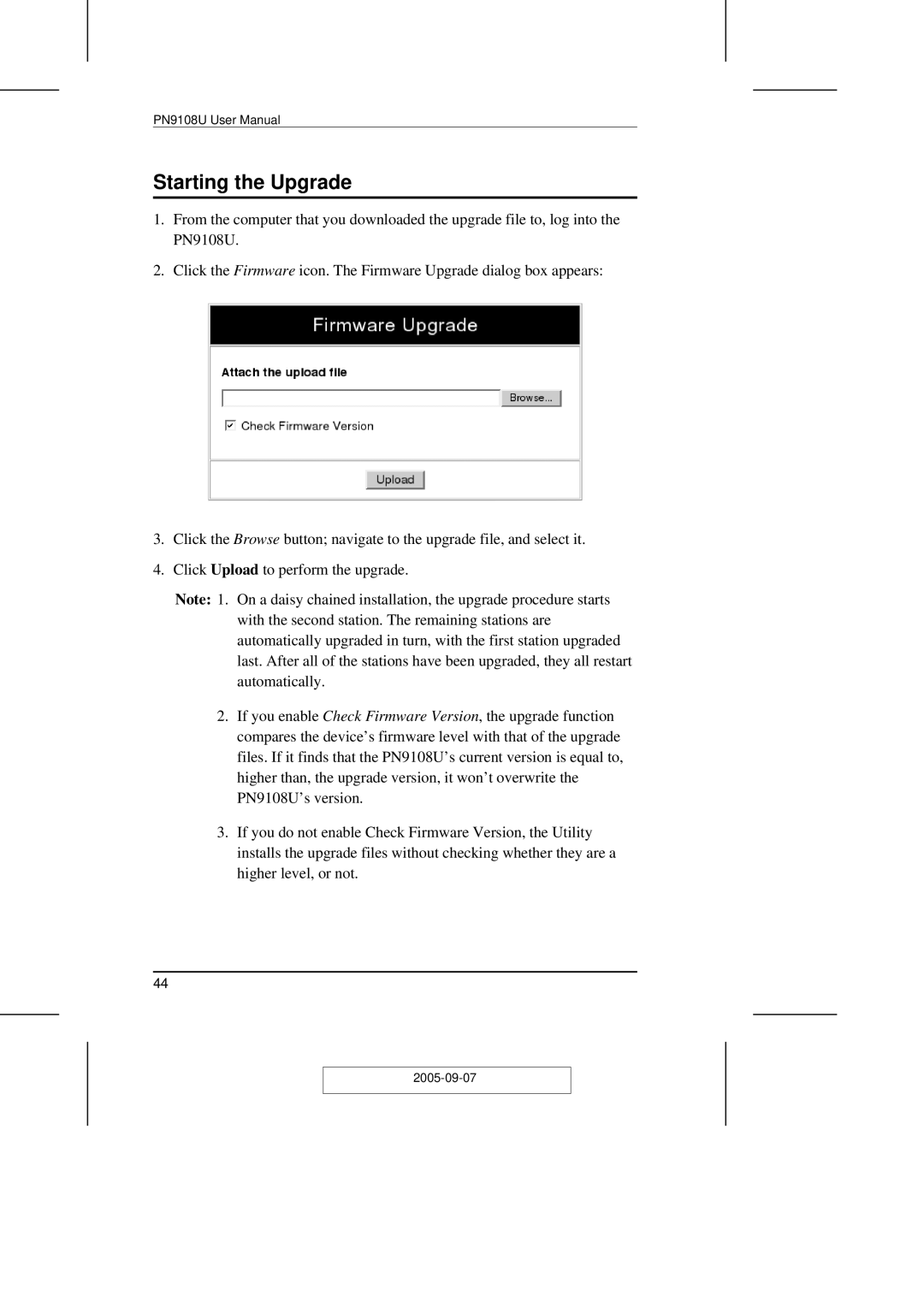 ATEN Technology PN9108U user manual Starting the Upgrade 