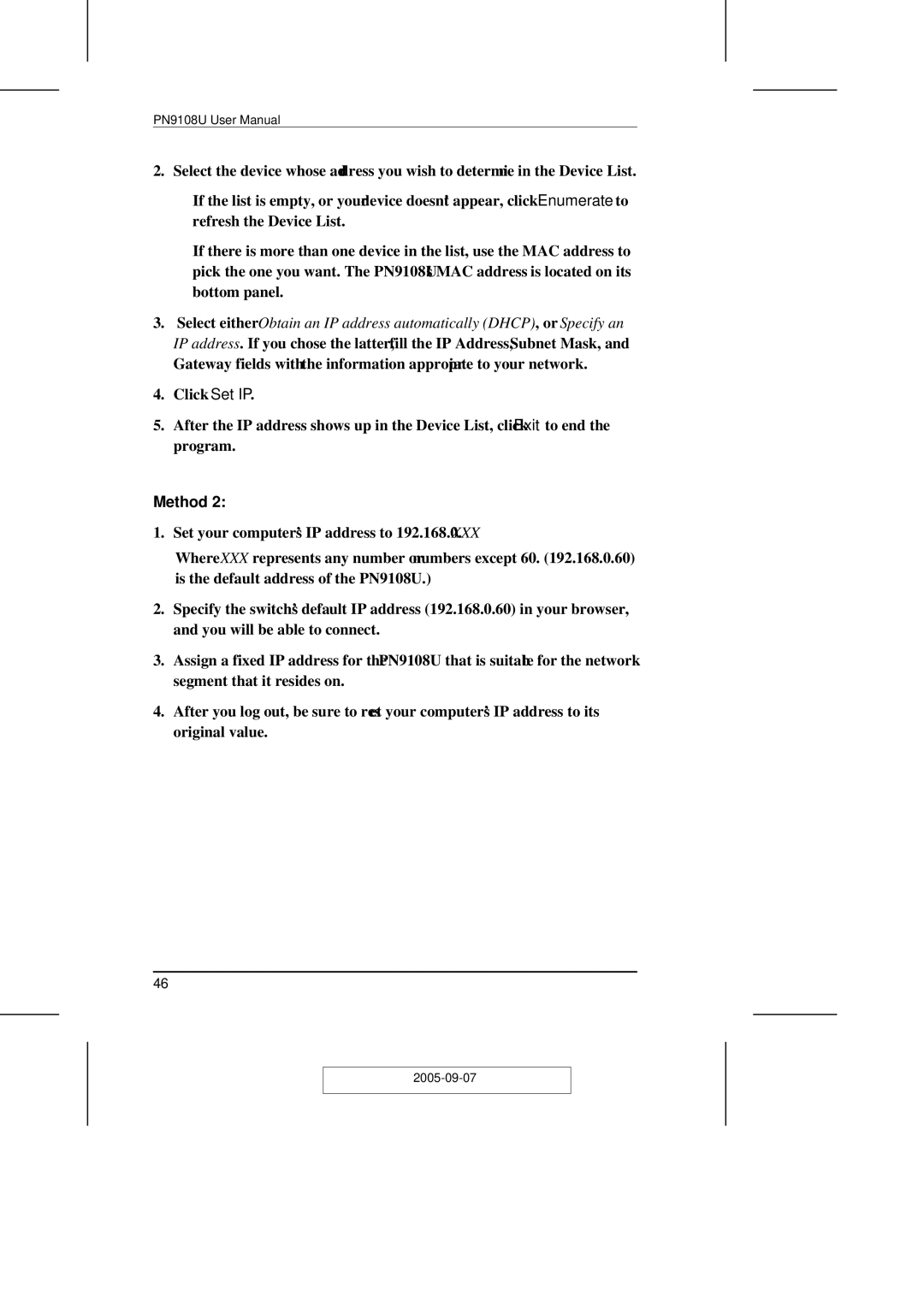 ATEN Technology PN9108U user manual Method 