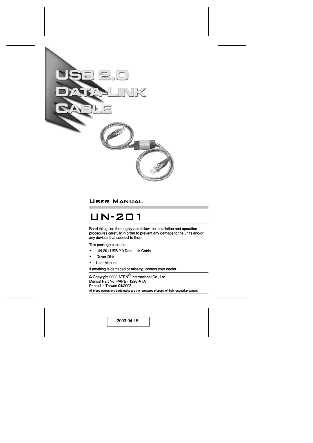 ATEN Technology UN-201 user manual 