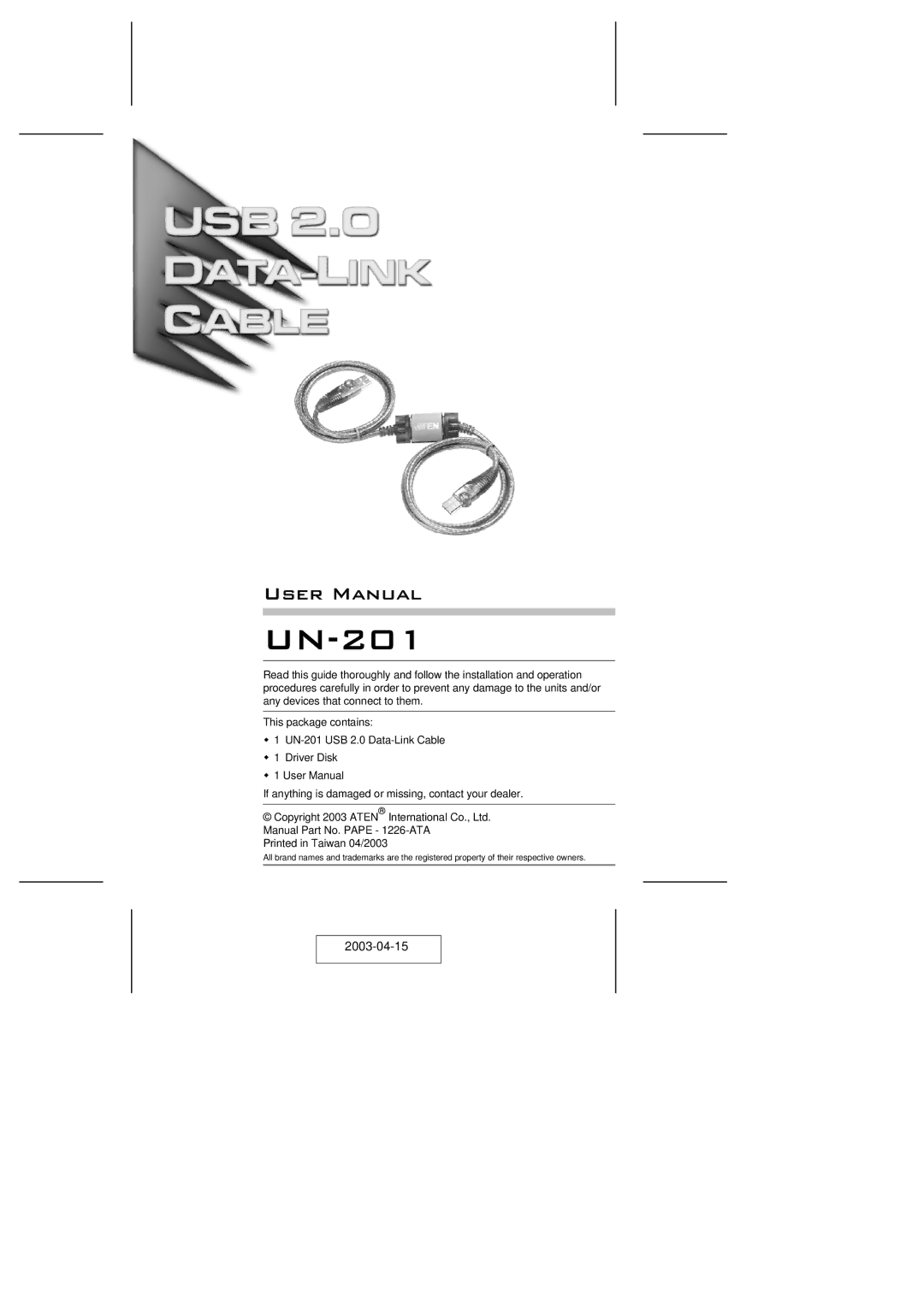 ATEN Technology UN-201 user manual 