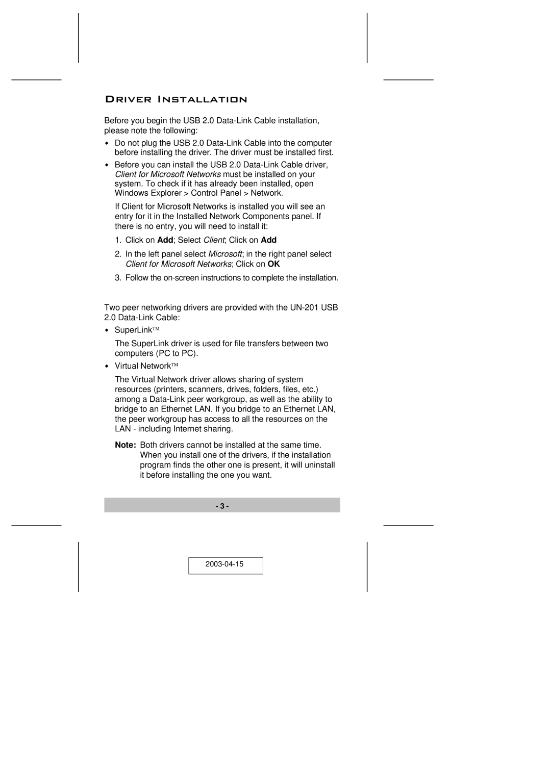 ATEN Technology UN-201 user manual Driver Installation 