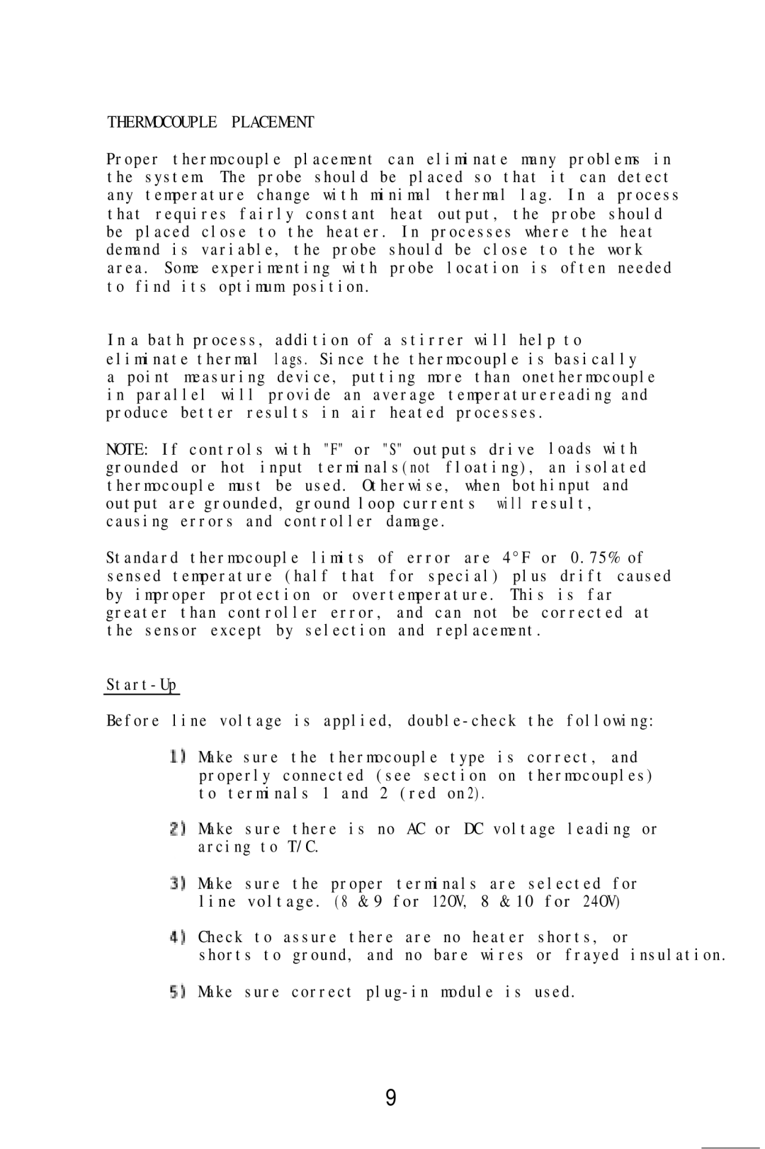 Athena Technologies 6050 instruction manual Thermocouple Placement 