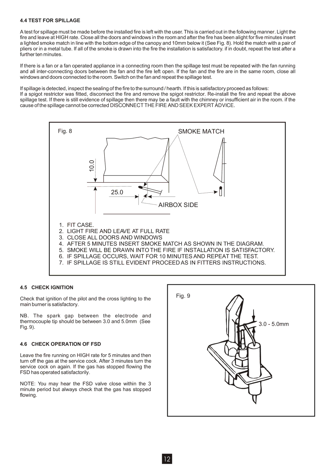 Athena Technologies A88028 manual Test for Spillage, Check Ignition, Check Operation of FSD 