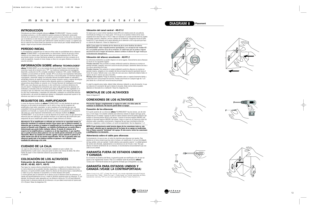 Athena Technologies AS-B2.2, AS-B1.2, AS-R1.2, AS-F2.2, AS-C1.2, AS-F1.2 warranty N u a l O p i e t a r i o 