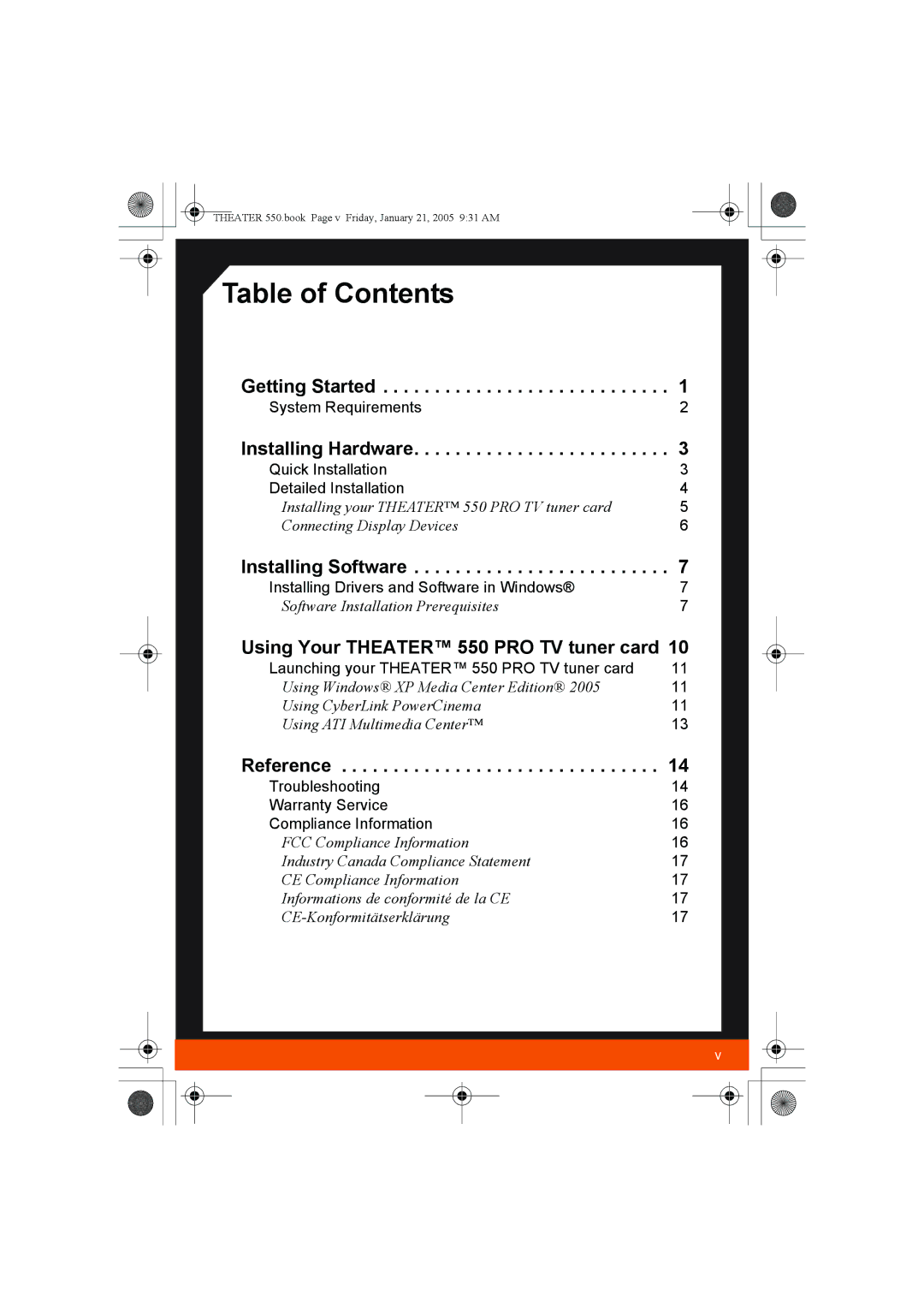 ATI Technologies 550 manual Table of Contents 