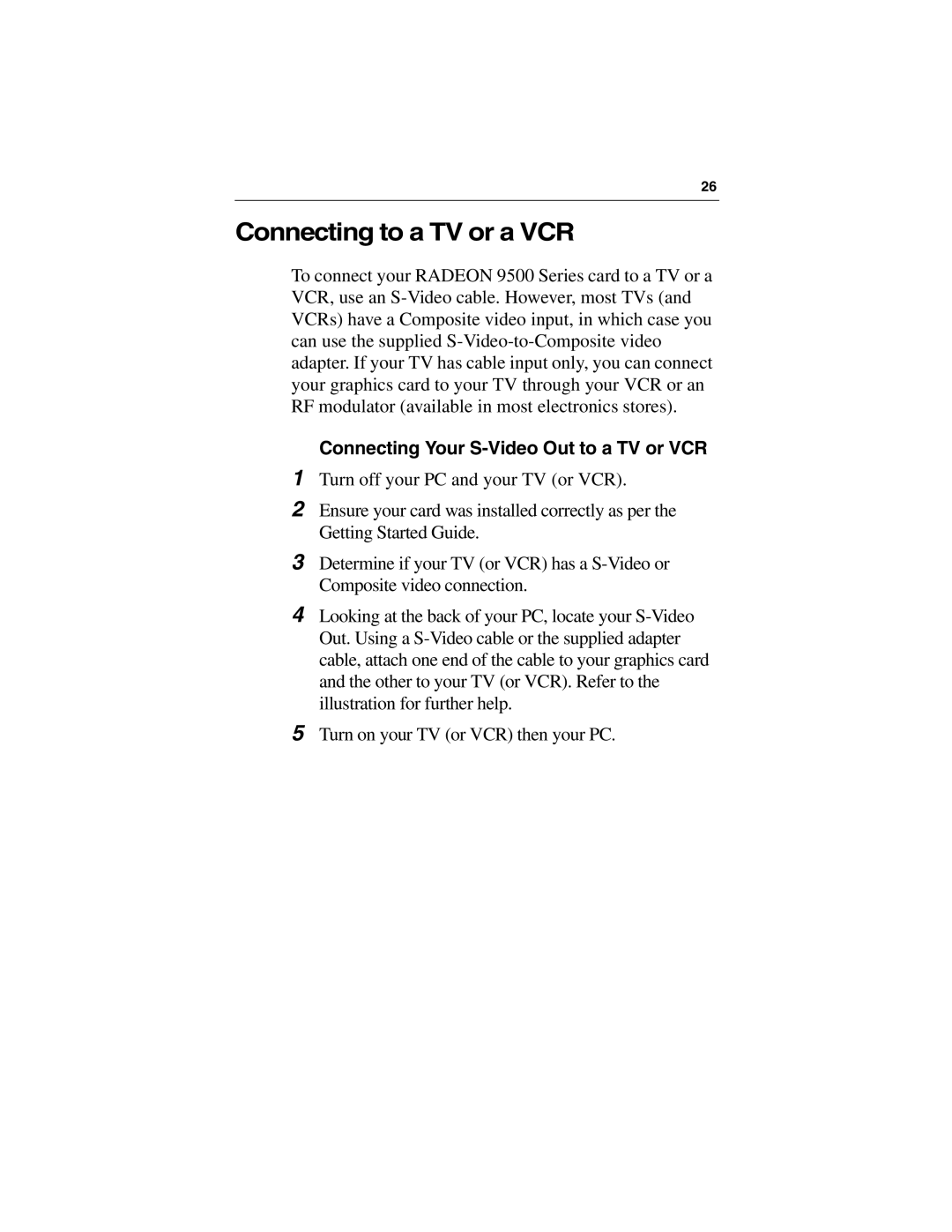 ATI Technologies 9500 SERIES specifications Connecting to a TV or a VCR 