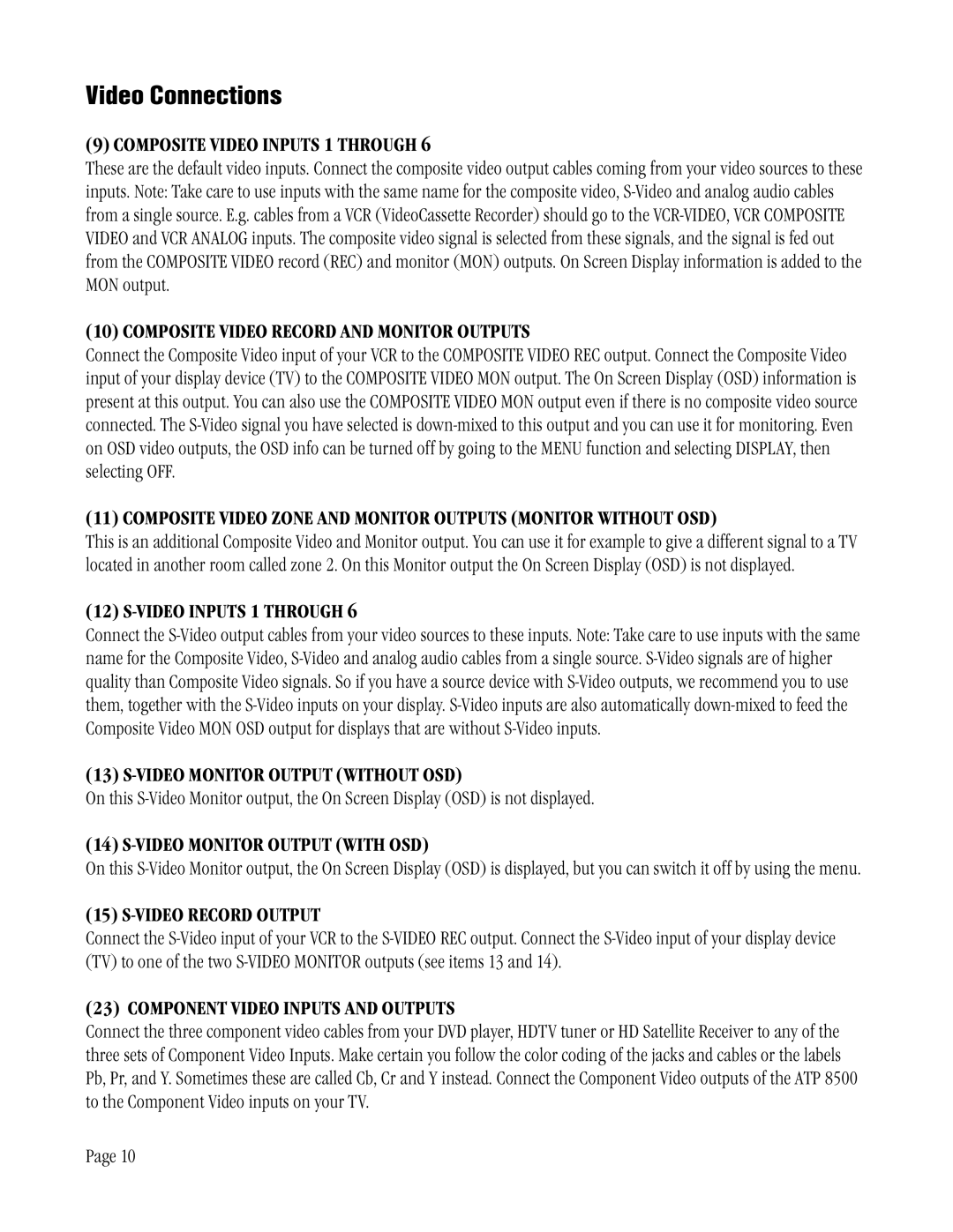 ATI Technologies ATP 8500 manual Video Connections 