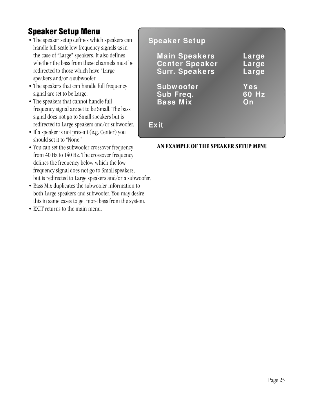 ATI Technologies ATP 8500 manual Speaker Setup Menu, Bass Mix 