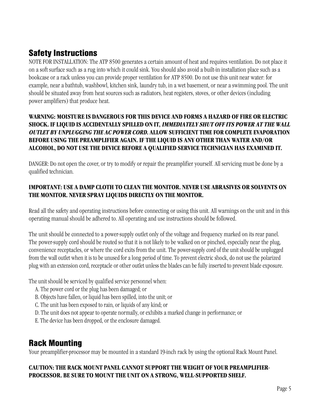 ATI Technologies ATP 8500 manual Safety Instructions, Rack Mounting 