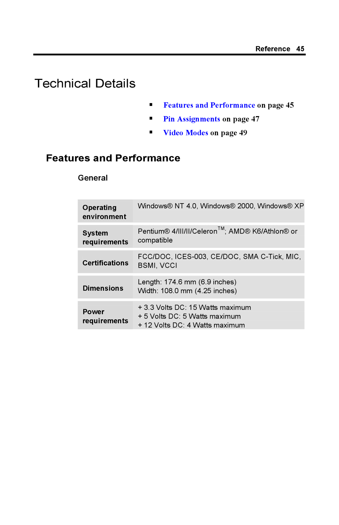 ATI Technologies GL 8800 specifications Technical Details, Features and Performance, General 