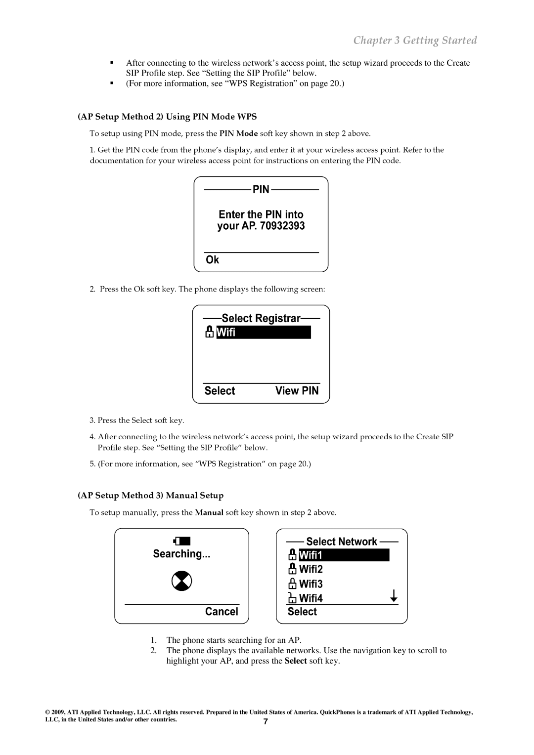 ATI Technologies QA-341, QA-342 user manual AP Setup Method 2 Using PIN Mode WPS, AP Setup Method 3 Manual Setup 