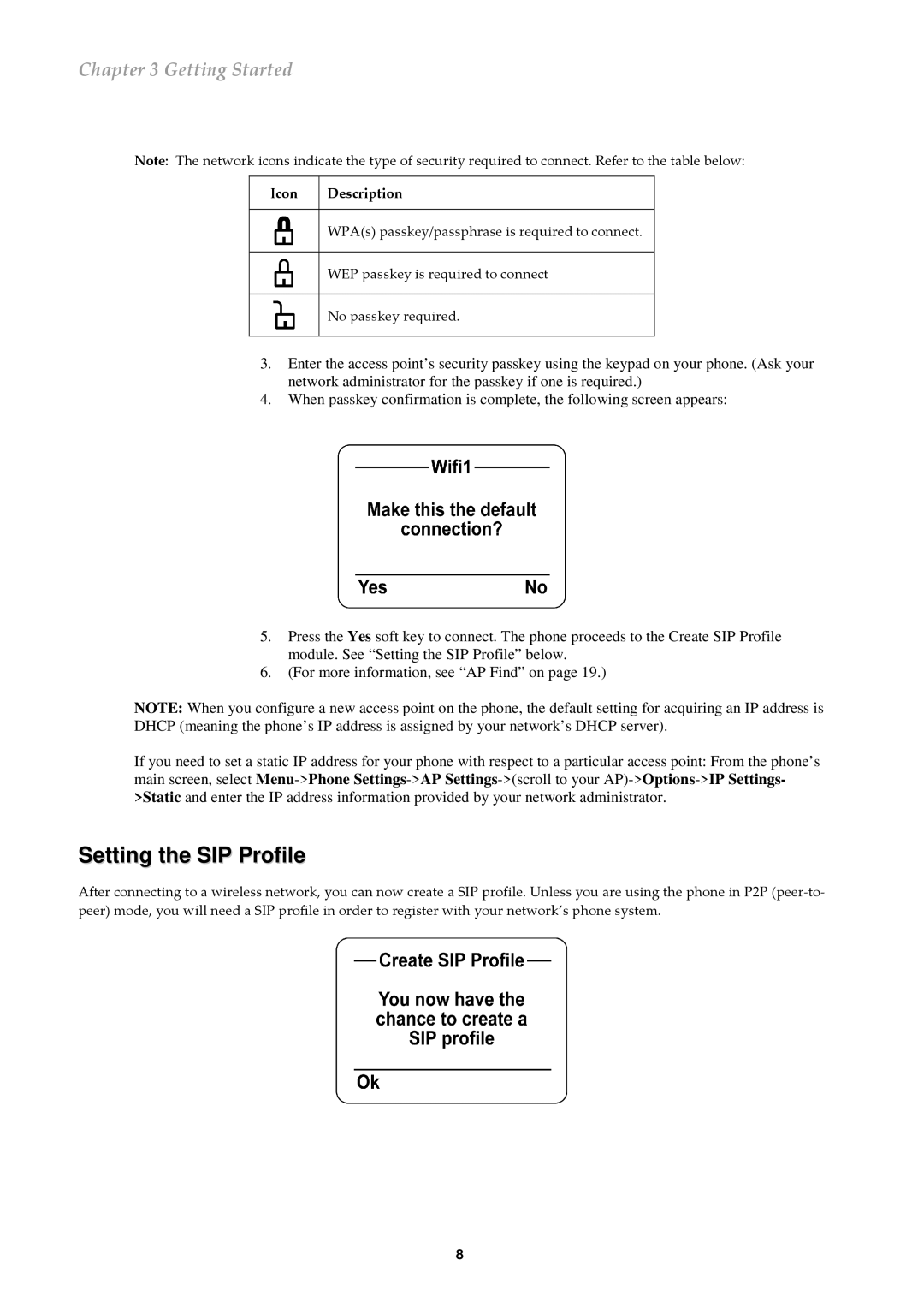 ATI Technologies QA-342, QA-341 user manual Setting the SIP Profile, Icon Description 