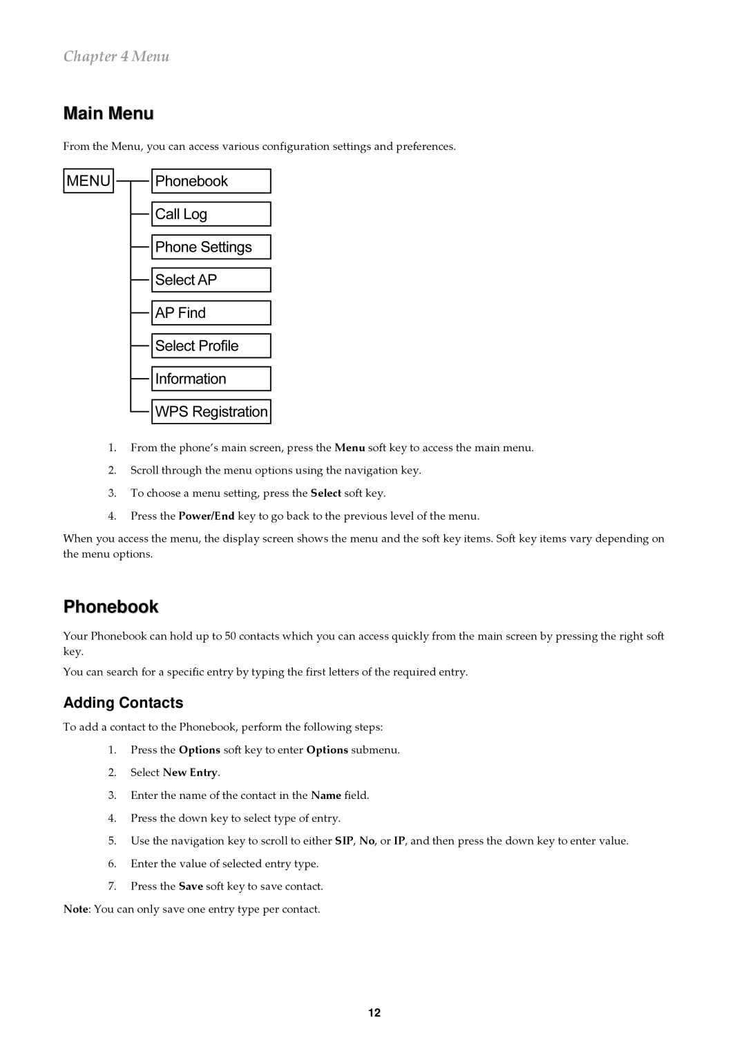 ATI Technologies QA-342, QA-341 user manual Main Menu, Phonebook, Adding Contacts 