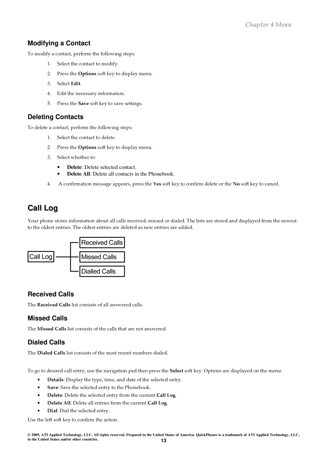 ATI Technologies QA-341, QA-342 user manual Call Log 