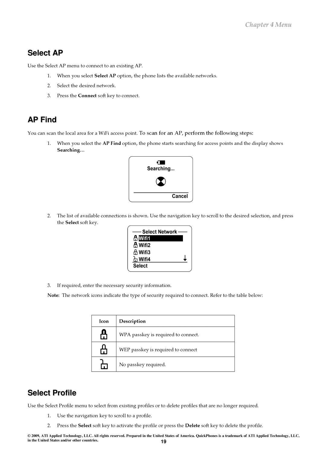 ATI Technologies QA-341, QA-342 user manual Select AP, AP Find, Select Profile 