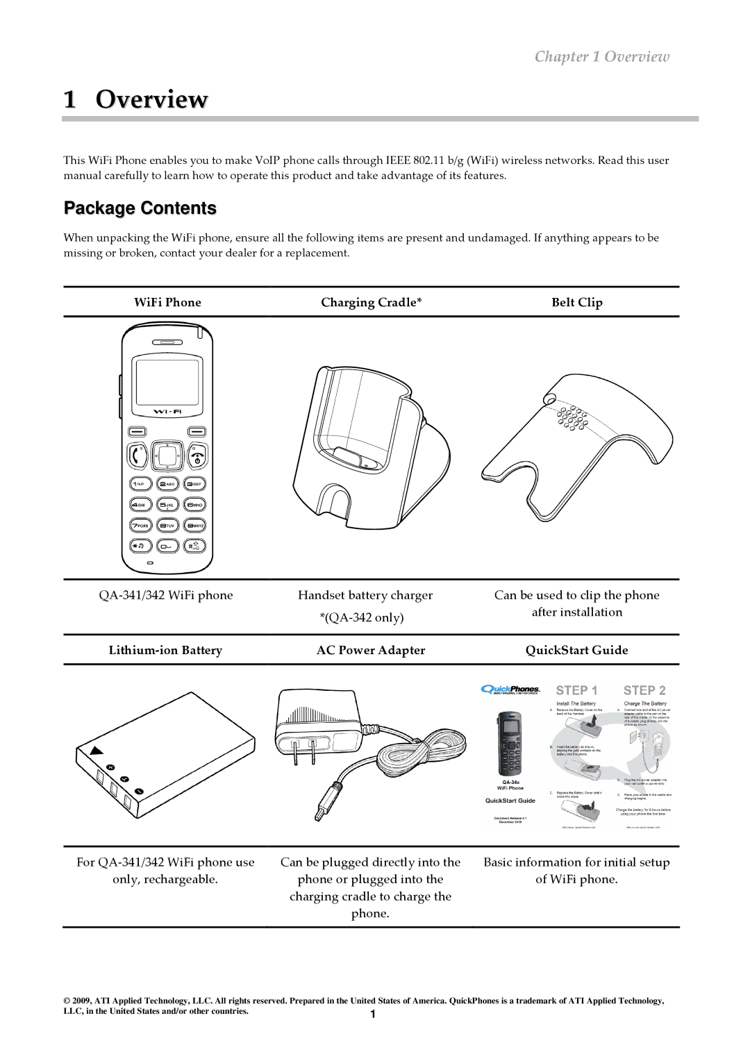 ATI Technologies QA-341, QA-342 user manual Overview, Package Contents 