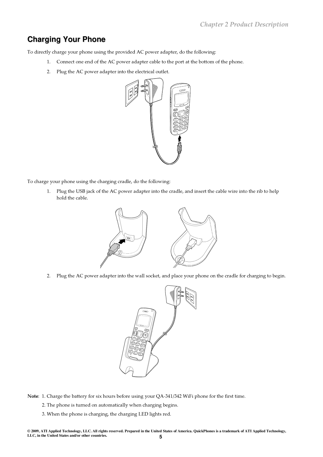 ATI Technologies QA-341, QA-342 user manual Charging Your Phone 