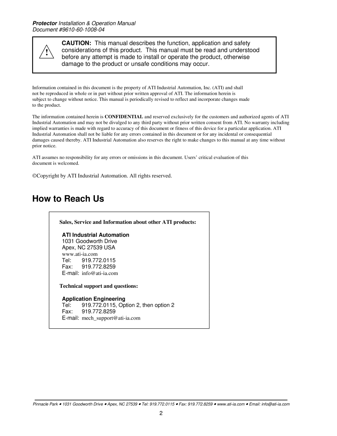 ATI Technologies SR-176, SR-61, SR-131, SR-81, SR-221, SR-101 installation instructions How to Reach Us 