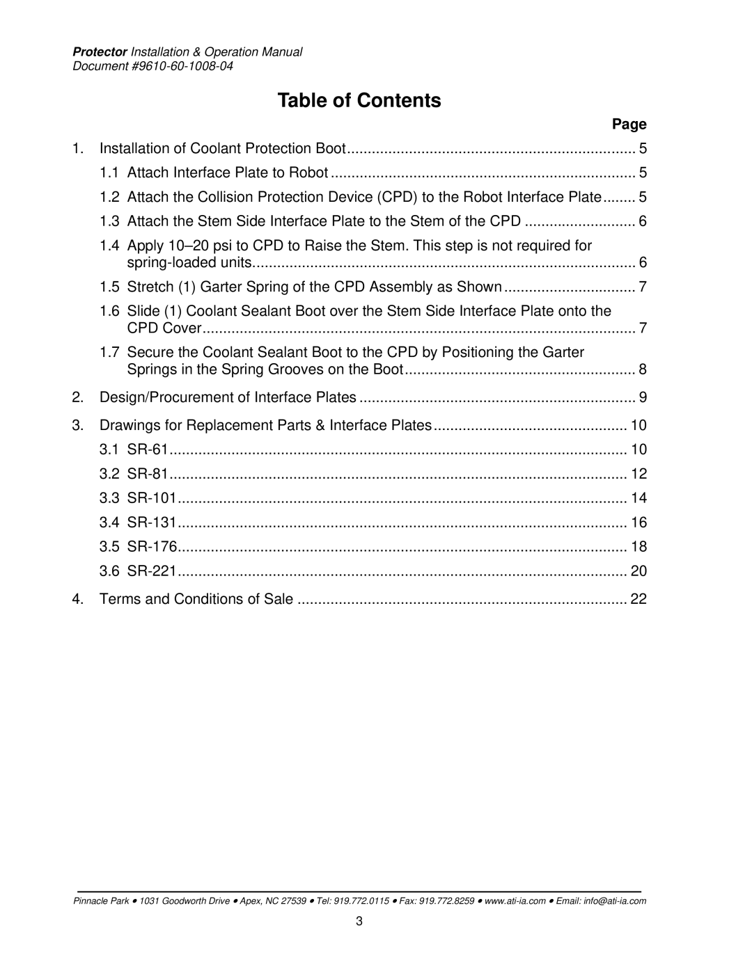 ATI Technologies SR-81, SR-61, SR-131, SR-176, SR-221, SR-101 installation instructions Table of Contents 